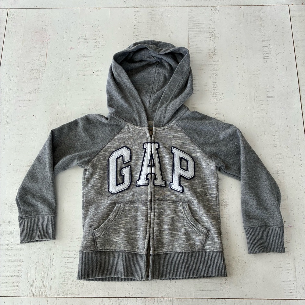 GAP Kids Heather Gray Hooded Zip-Up Sweatshirt Boys Size 4